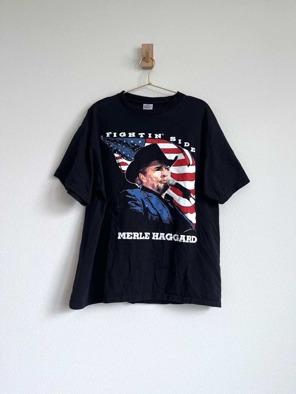 Vintage 2001 Merle Haggard Fightin' Side Americana Delta Pro Weight T-Shirt
